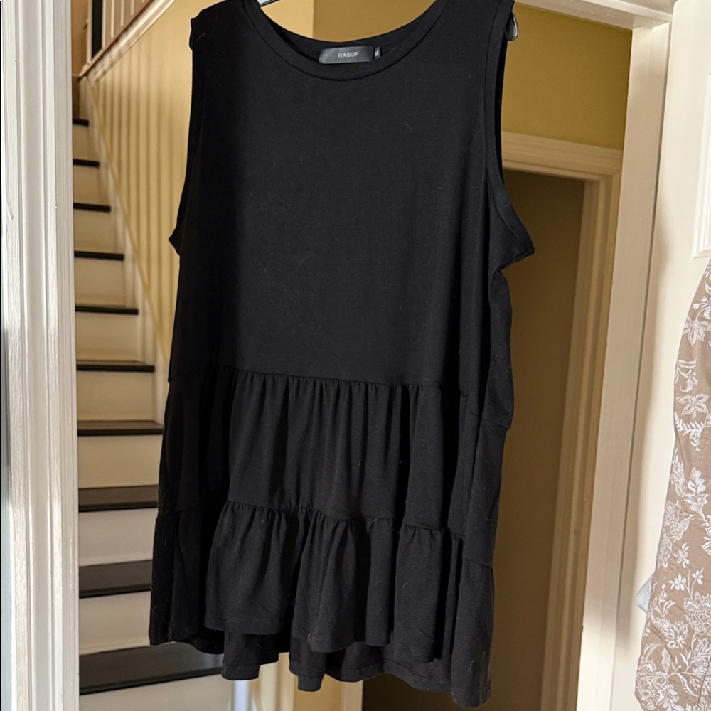GAP Sleeveless Black Ruffle Tank Top